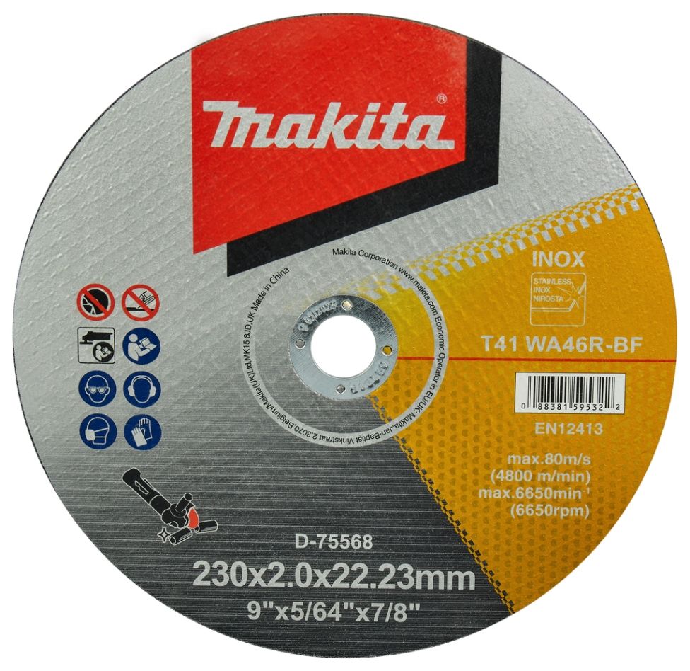 Makita Accesorios D-75568 Disco de corte de acero inoxidable 230 x 22,23 x 2 mm