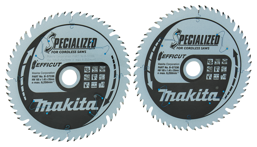 Makita Accesorios B-57336-2 HM Hoja de sierra circular Madera 165x20x1,6 56T 2ST