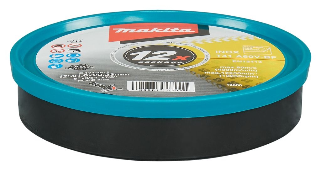 Makita Accesorios E-17120-12 Disco de corte acero inoxidable 125 x 22,23 x 1 mm 12 piezas