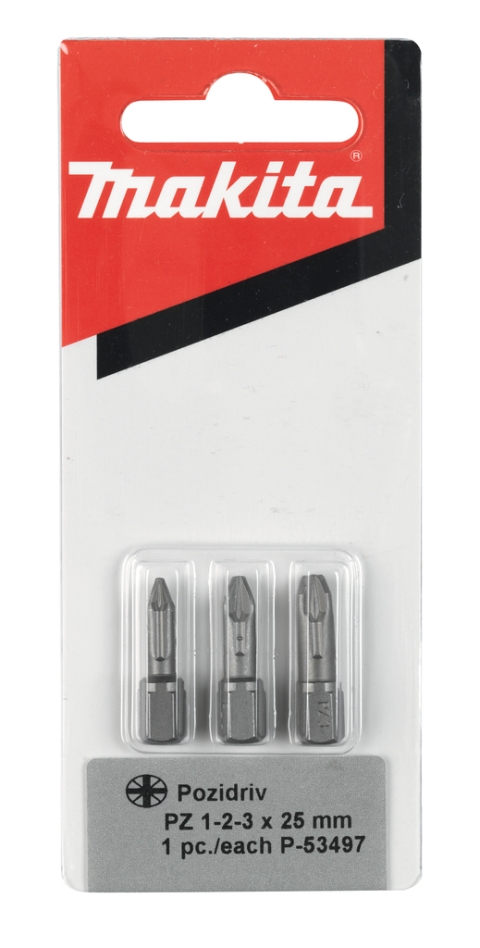 Makita Accesorios P-53497 Juego de puntas de destornillador de torsión de 3 piezas Pozidrive