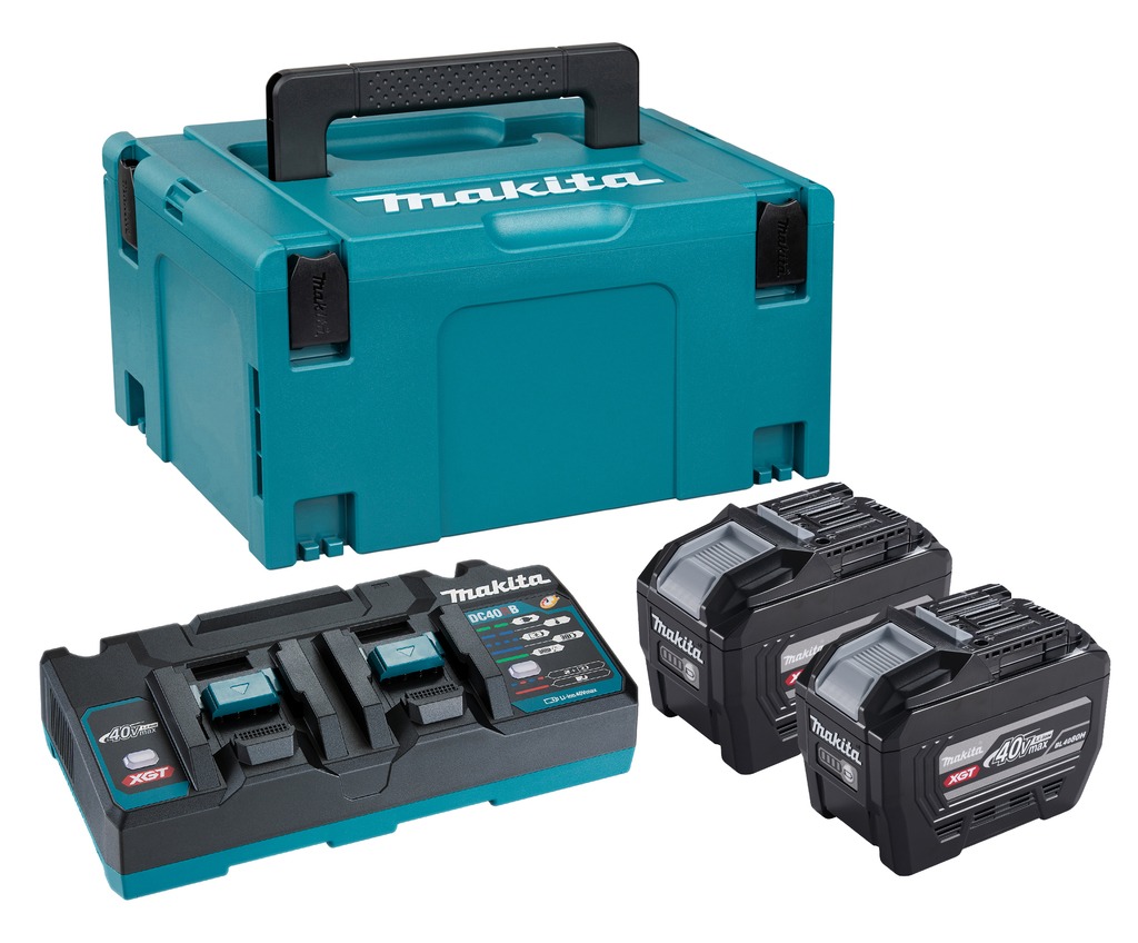 Makita Accesorios PSKGPE2J Set de inicio 2 bater&iacute;as Tabless BL4080H 40V 8,0Ah y cargador r&aacute;pido DC40RB duo