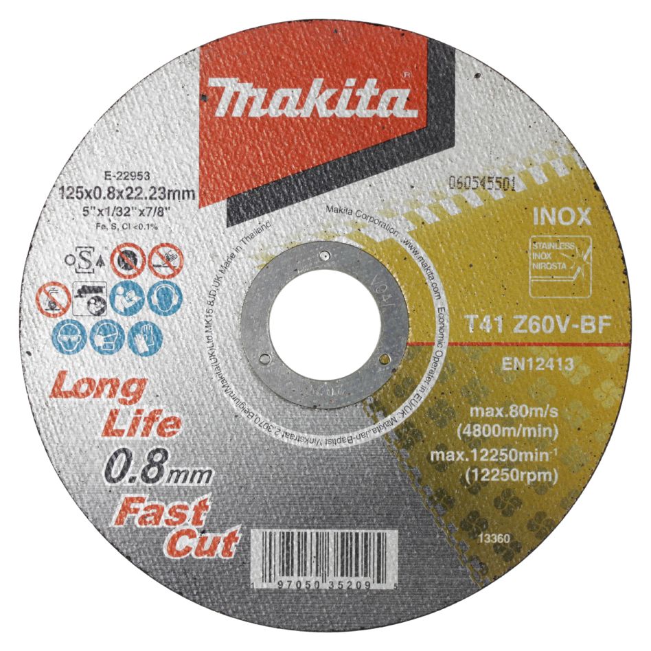 Makita Accesorios E-22953-12 Disco de corte de acero inoxidable