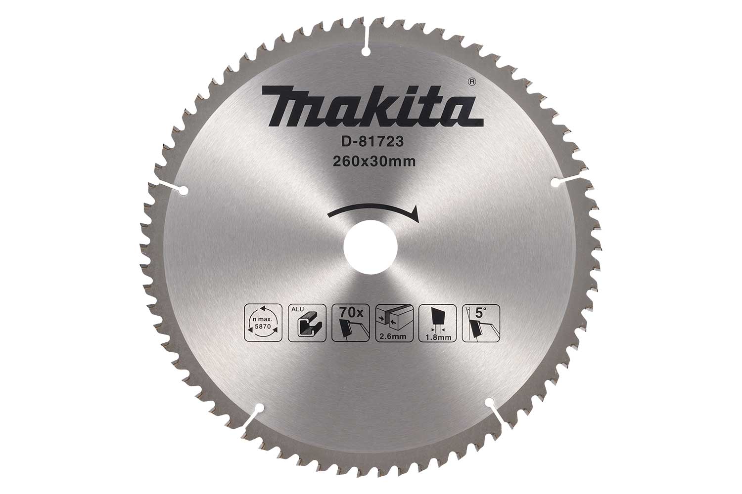 Makita Accesorios D-81723 HM Hoja de sierra circular aluminio 260x30 70T 5g