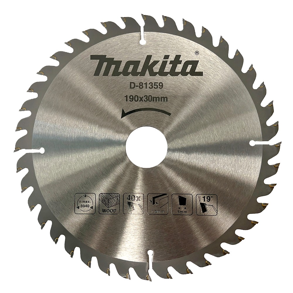 Makita Accesorios D-81359 Hoja de sierra circular HM 190 x 30 x 1,6 mm T40