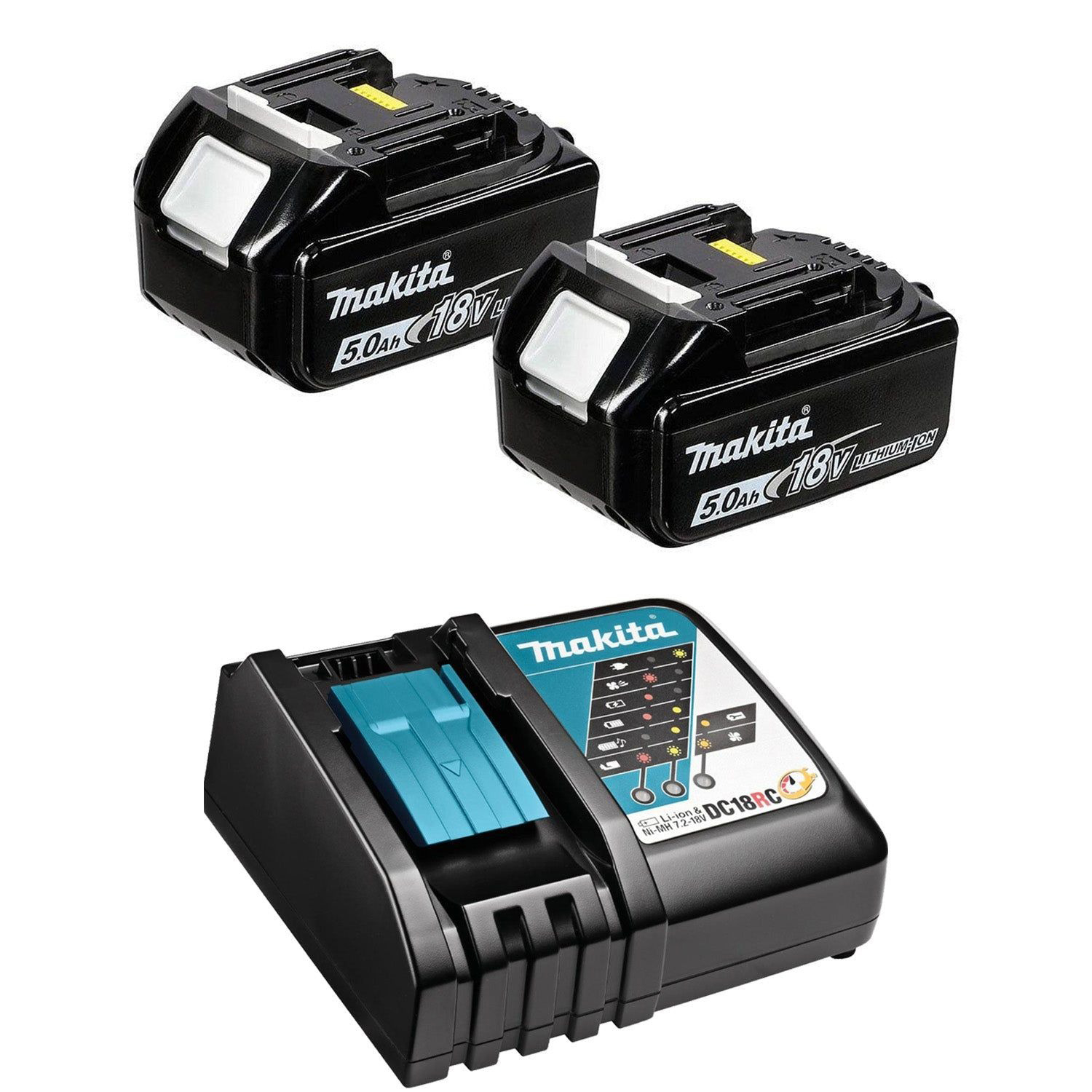 Makita Accesorios DC18BL1850 Kit de inicio con bater&iacute;a de 18 V DC18RC + 2xBL1850B