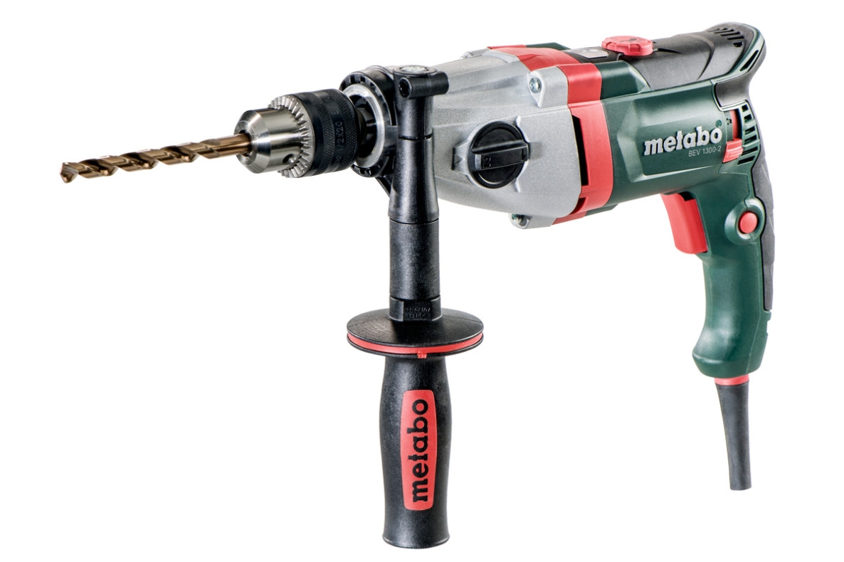 Metabo 600574000 Taladro rotativo BEV 1300-2 de 1300 vatios con ajuste electrónico de dos velocidades
