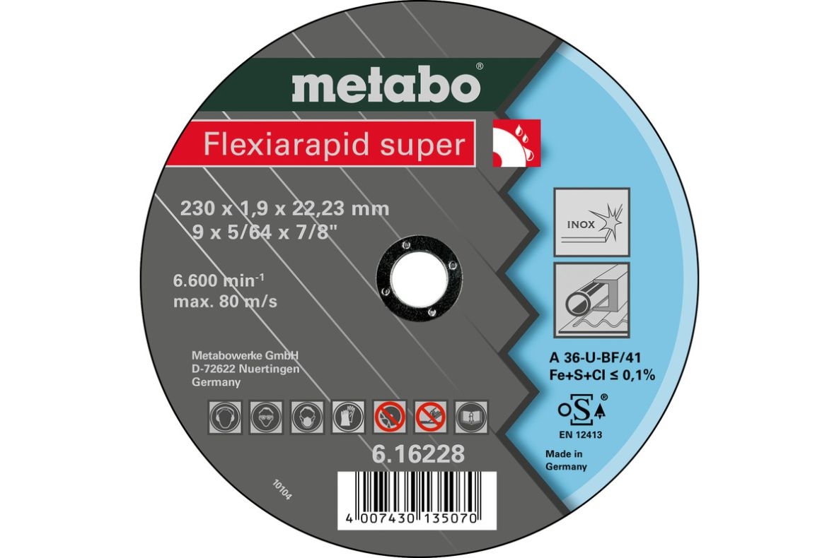 Metabo Accesorios 616228000 Disco de corte Ø 230x1,9x22,2mm Inox Flexiamant super "Hydroresist"