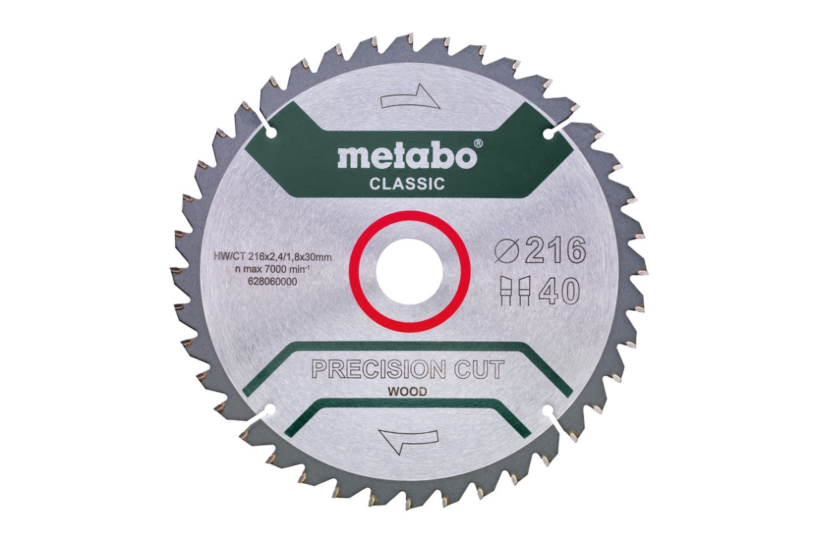 Metabo Accesorios 628060000 Hoja de sierra circular 216x30x40 Precision Cut Classic para KS216M y KGS216M