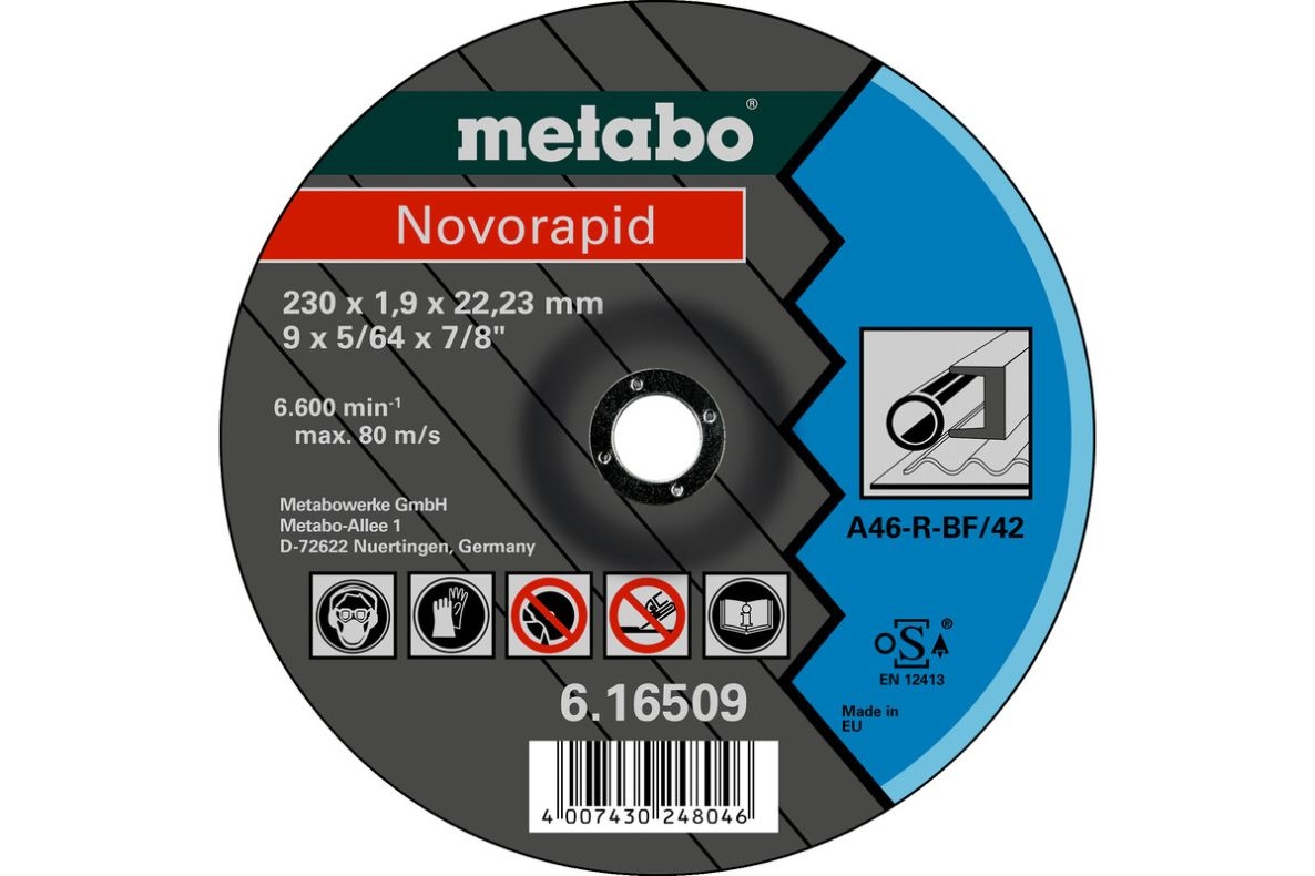 Metabo Accesorios 616509000 Disco de corte Ø 230x1,9x22,23 mm Acero Novorapid