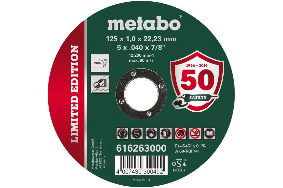 Metabo Accesorios 616263000 Disco de corte Ø 125x1,0x22,23mm Inox Edición Limitada