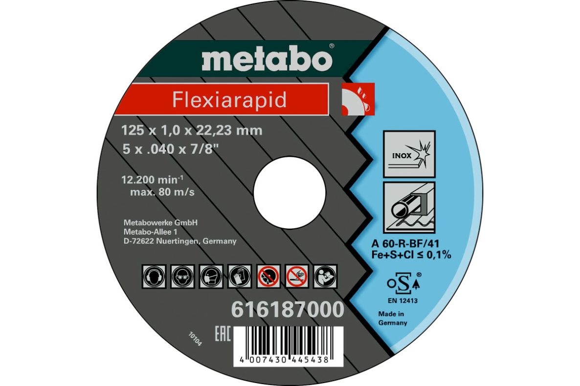 Metabo Accesorios 616187000 Disco de corte Ø 125x1,0x22,2mm acero inoxidable Flexiarapid