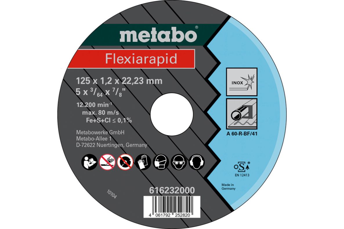 Metabo Accesorios 616232000 Flexiarapid 125x1,2x22,23 Inox, TF 41