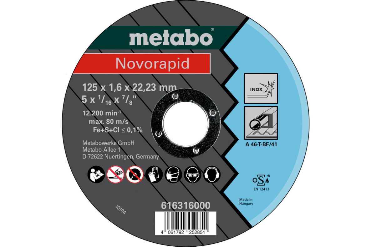 Metabo Accesorios 616316000 Novorapid 125 x 1,6 x 22,23 Inox, TF 41