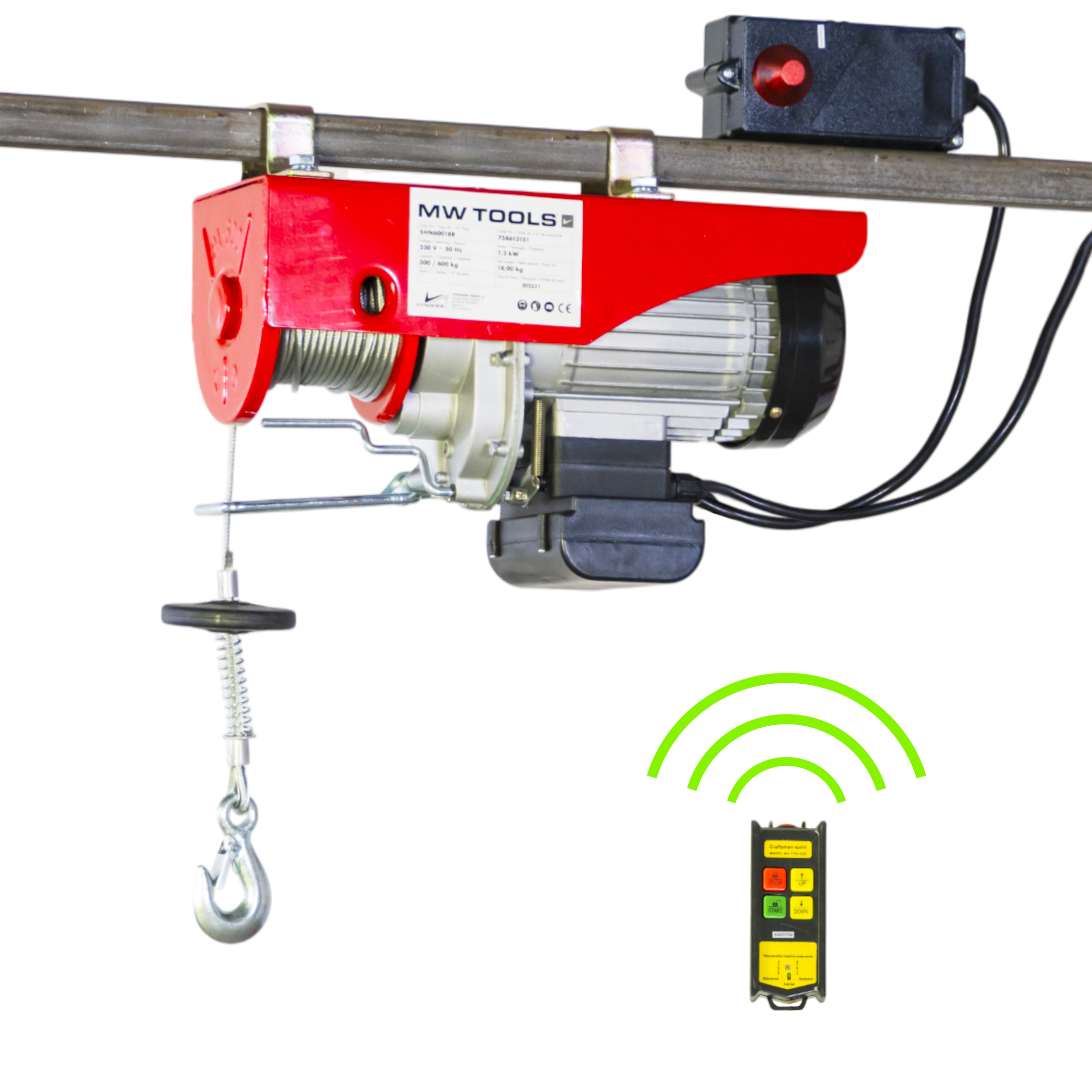 Metal Works 758613151 SHN60018R Polipasto eléctrico de cable 600 kg 18 metros mando inalámbrico