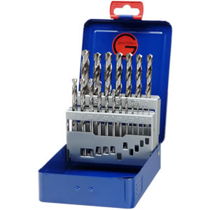 Bohrcraft 11201310019 MG10 Juego de brocas espirales de 19 piezas DIN 338 HSS-G en estuche metálico