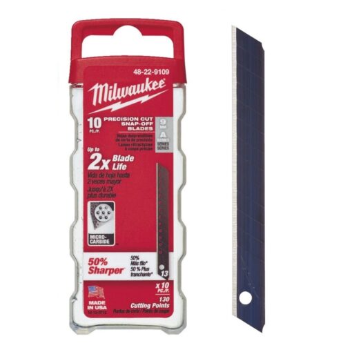 Milwaukee 48229109 Cuchillas para navaja corredera 9 mm 10 piezas