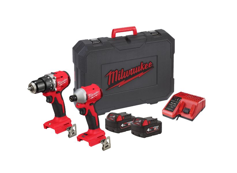 Milwaukee 4933492827 M18 BLCPP2A-402C Powerpack 18V 4.0Ah Li-Ion - M18BLPDRC Taladro de impacto + M18BLIDRC Atornillador de impacto