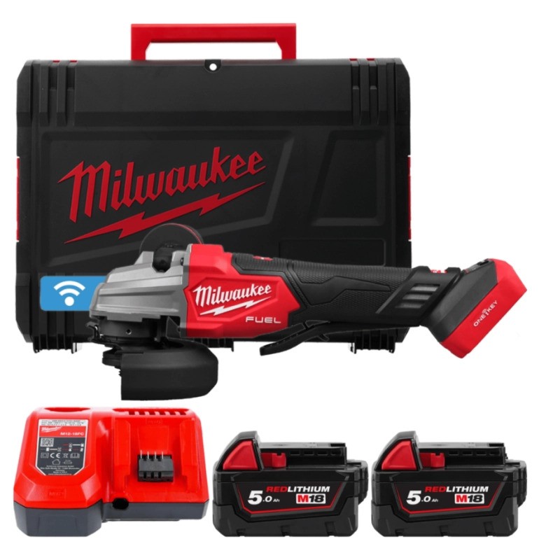 Milwaukee 4933493553 M18 FSAGSVO125X-502X Amoladora angular de seguridad 125 mm con velocidad variable 18V 5.0Ah