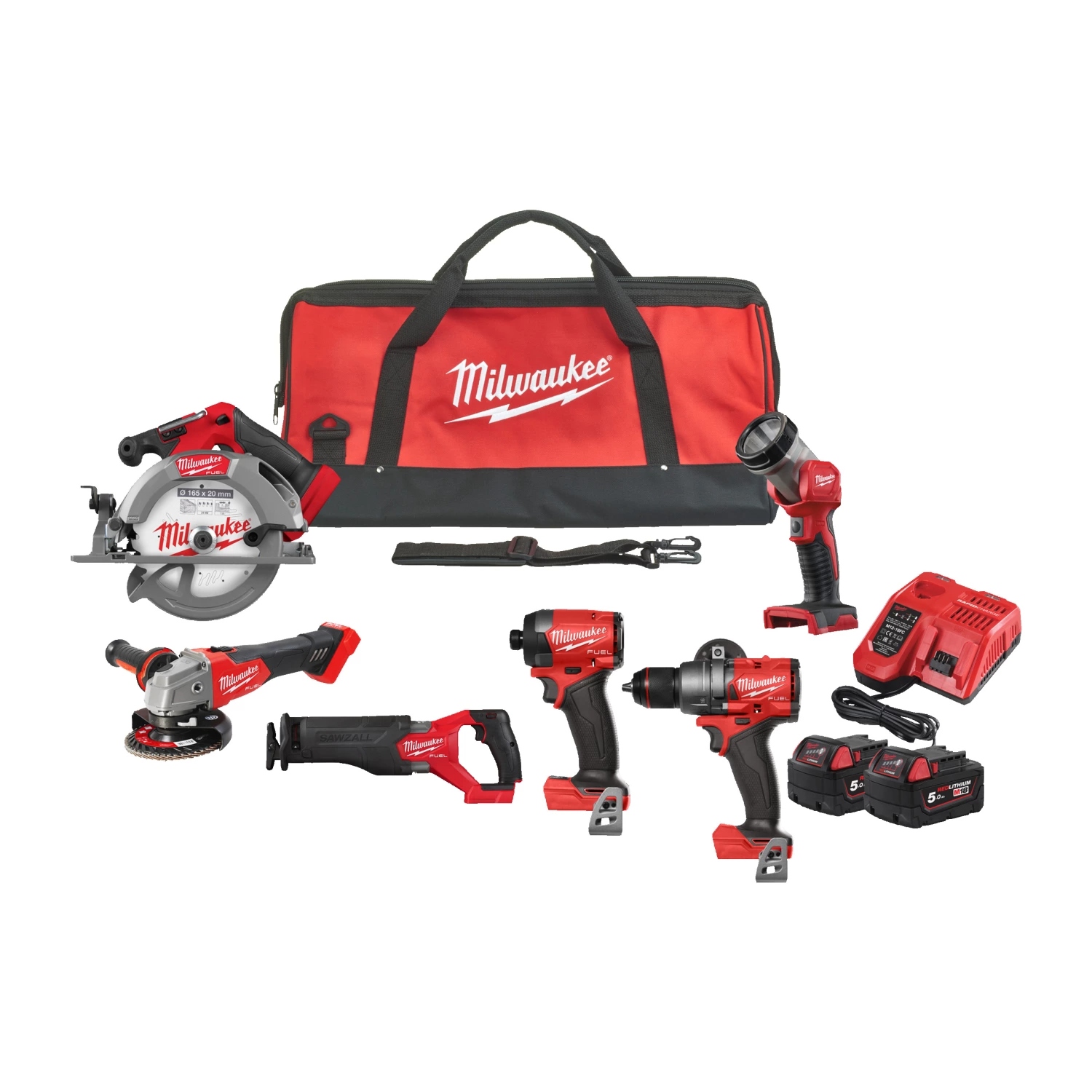 Milwaukee 4933498658 M18 FPP6G3-502B M18 FUEL&trade; Powerpack 6 m&aacute;quinas 18V 5,0Ah Li-Ion en bolsa 4933480874