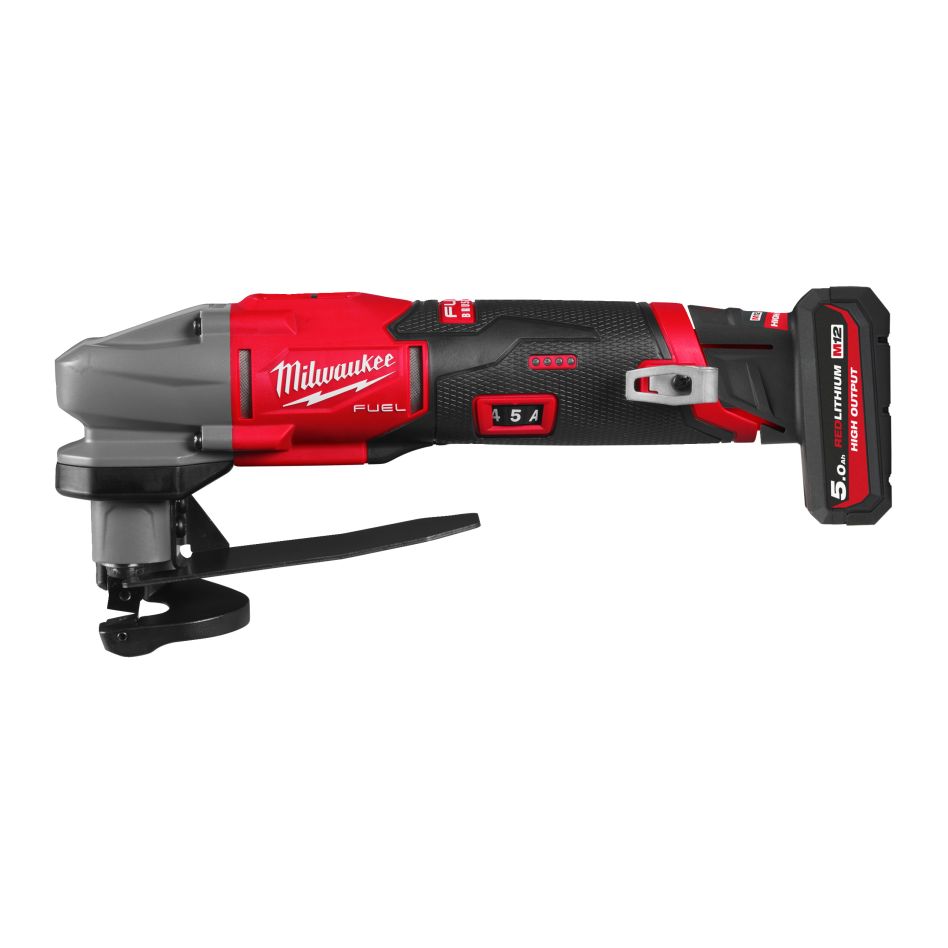 Milwaukee 4933502338 Tijeras para chapa a bater&iacute;a M12 FUEL&trade; con 1 bater&iacute;a de 12 V y 5,0 Ah y 1 bater&iacute;a de 2,5 Ah, adem&aacute;s de un cargador, en caja