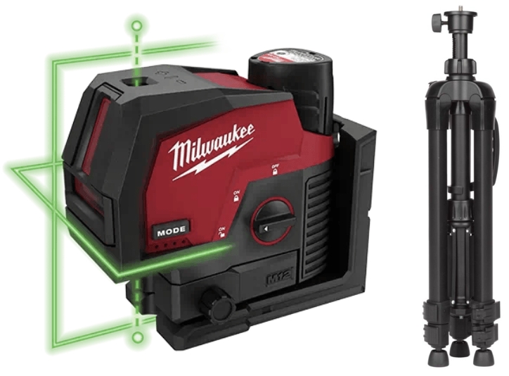 Milwaukee CLLP-301-CTRP120 M12 CLLP-301C Láser de líneas cruzadas/láser de plomo verde 12V 3,0Ah li-Ion + TRP120 Trípode trípode