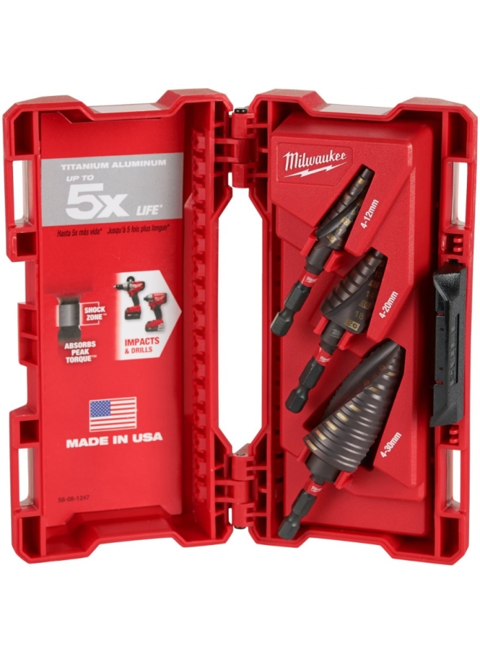 Milwaukee Accesorios 48899266 SHOCKWAVE™ Juego de brocas escalonadas - 3 piezas