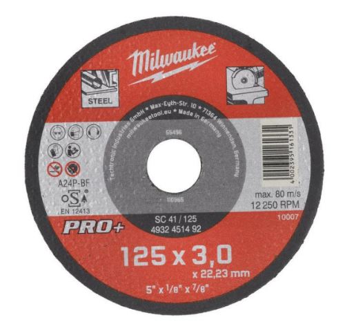 Milwaukee Accesorios 4932451492 Disco de corte para metal SC41 125 x 3 mm PRO+