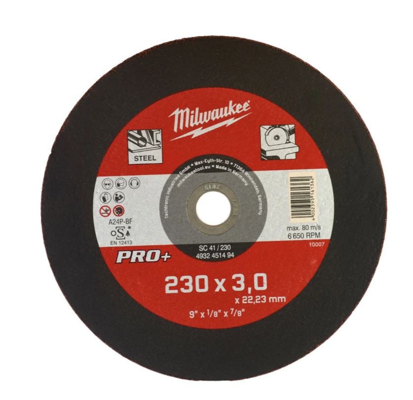 Milwaukee Accesorios 4932451494 Disco de corte para metal SC41 230 x 3 mm PRO+