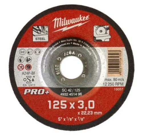 Milwaukee Accesorios 4932451496 Disco de corte para metal SC42 125 x 3 PRO+