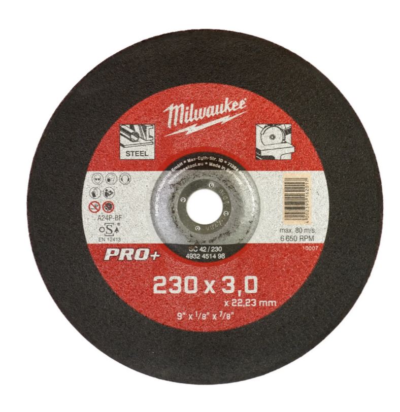Milwaukee Accesorios 4932451498 Disco de corte para metal SC42 230 x 3 PRO+
