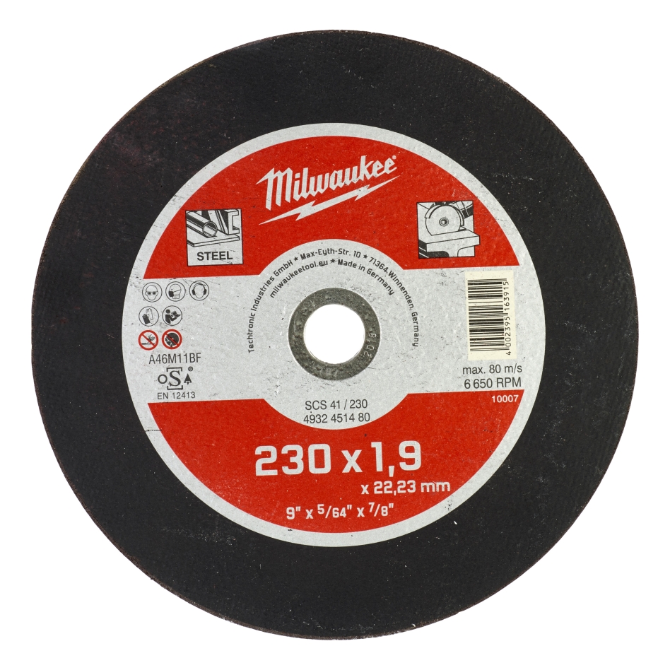 Milwaukee Accesorios 4932451480 Disco de corte para metal SCS 41/230 (1,9)