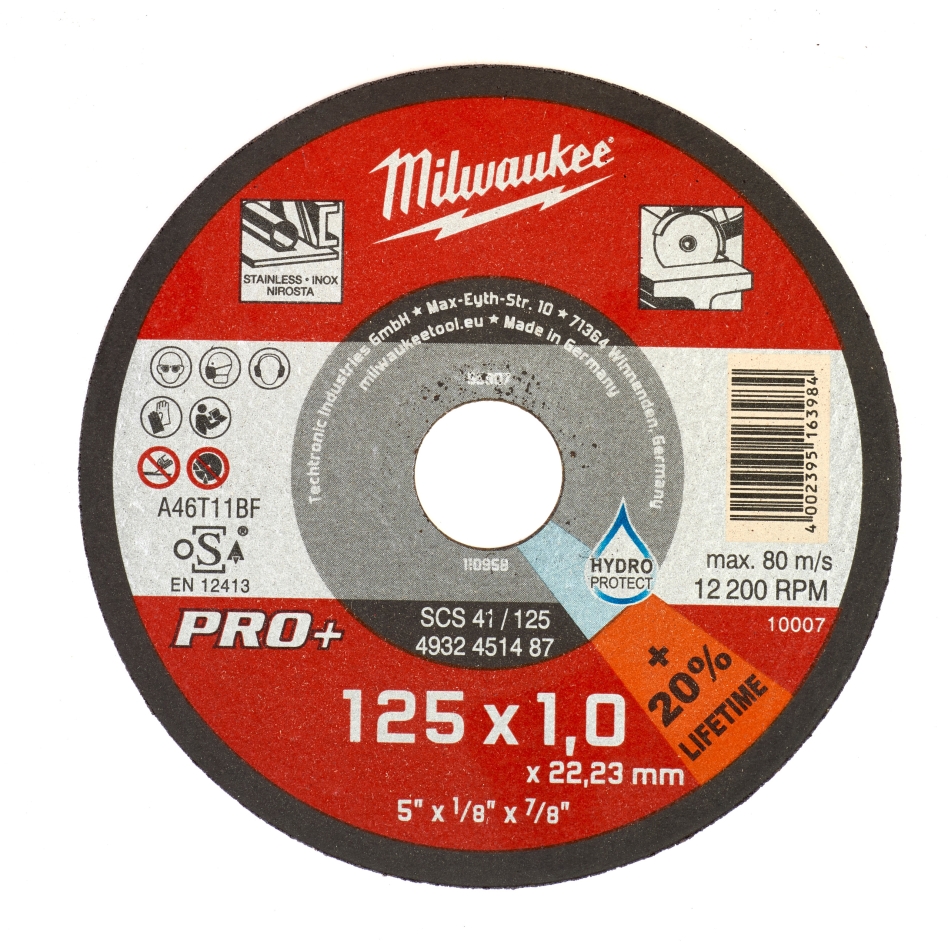 Milwaukee Accesorios 4932451487 Disco de corte para metal SCS41 125 x 1 mm PRO+