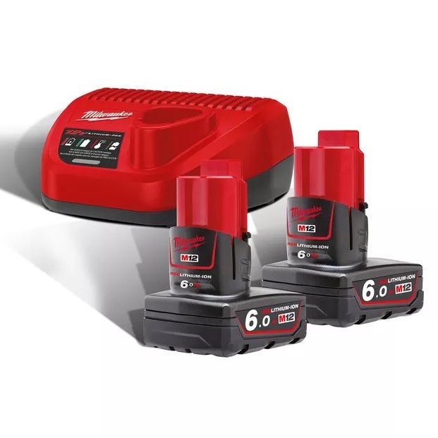 Milwaukee Accesorios 4933451903 M12 NRG-602 M12™ NRG pack - 2 x batería 12V 6.0Ah + cargador C12C 4933451903