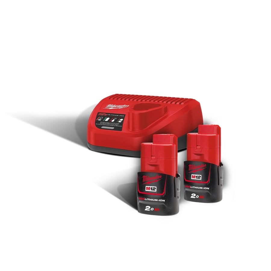 Milwaukee Accesorios 4933459209 M12 NRG-202 pack - 2 x batería 12V 2.0Ah + cargador C12C