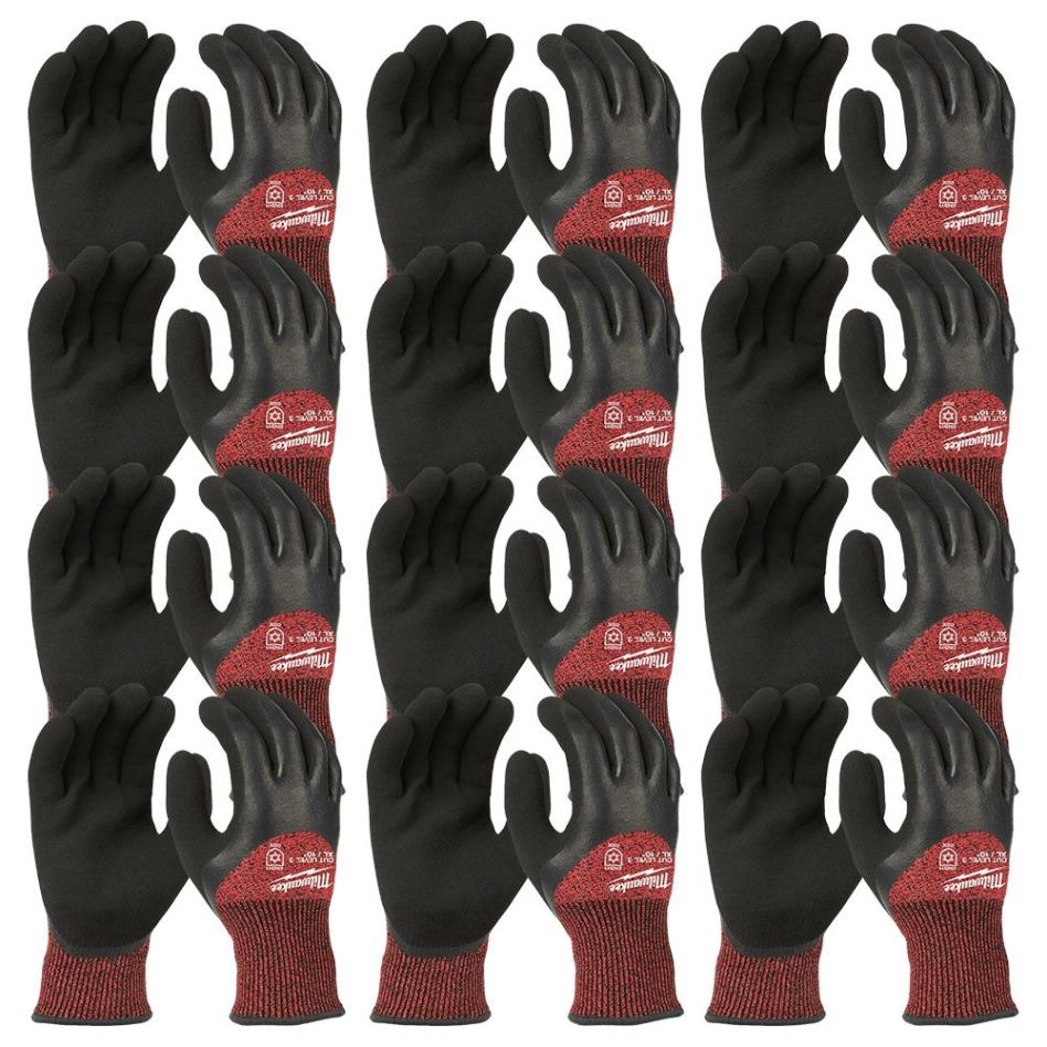 Milwaukee Accesorios 4932471612 12 Pares de Guantes de Trabajo por Inmersión Talla 10/XL Corte Clase 3/C