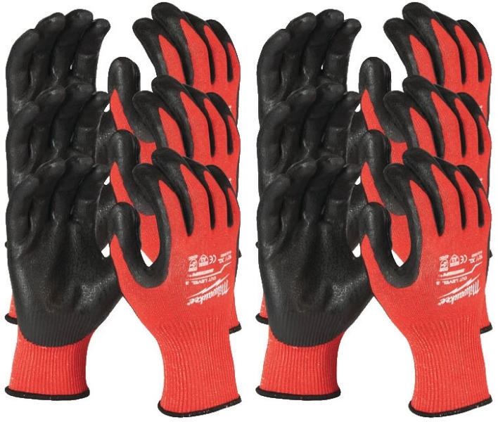 Milwaukee Accesorios 4932471619 Guantes de trabajo sumergidos Clase de corte 3/C 12 pares Talla 9/L