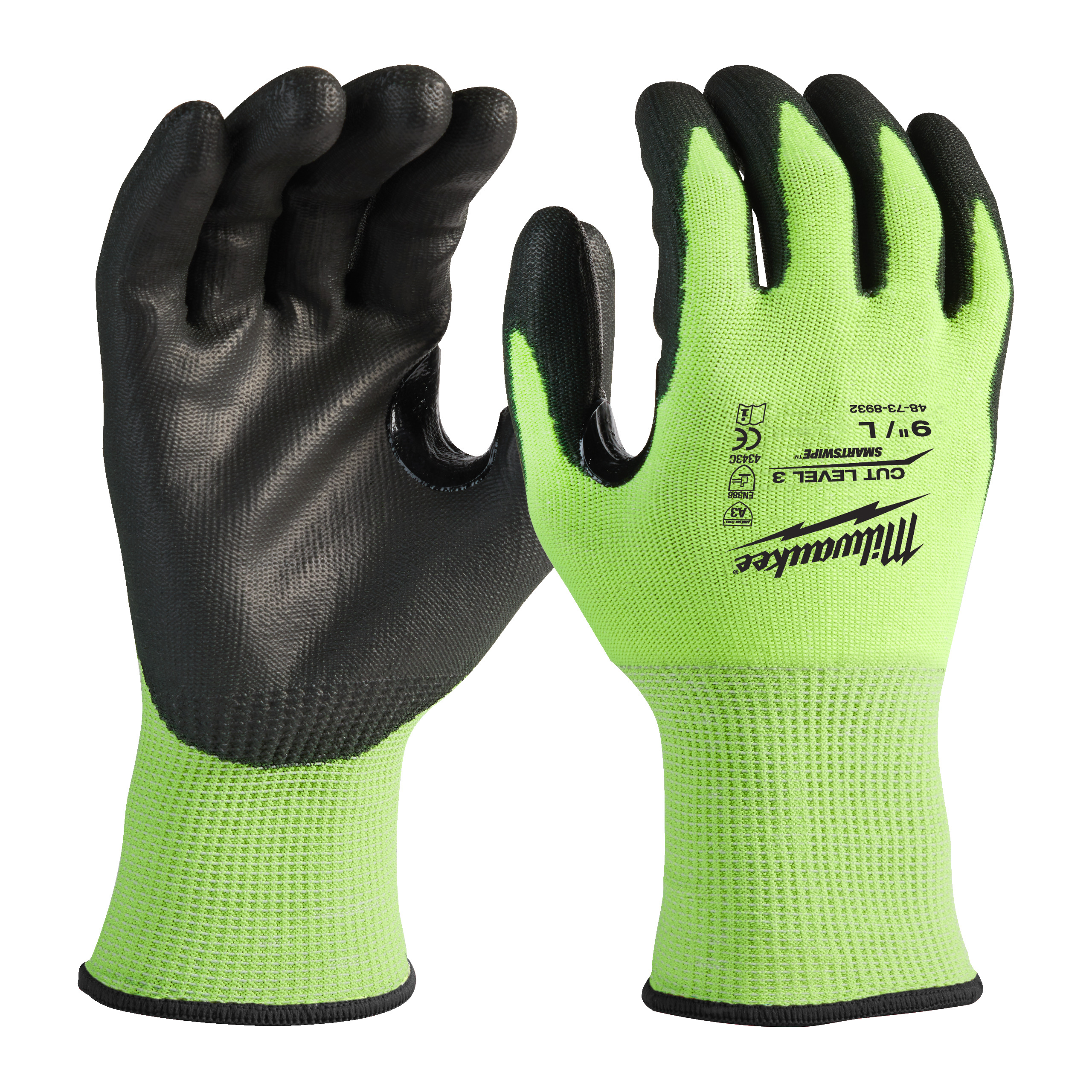 Milwaukee Accesorios 4932479021 Guantes de trabajo Hi-Vis Cut C a granel - 9/L por 144 pares
