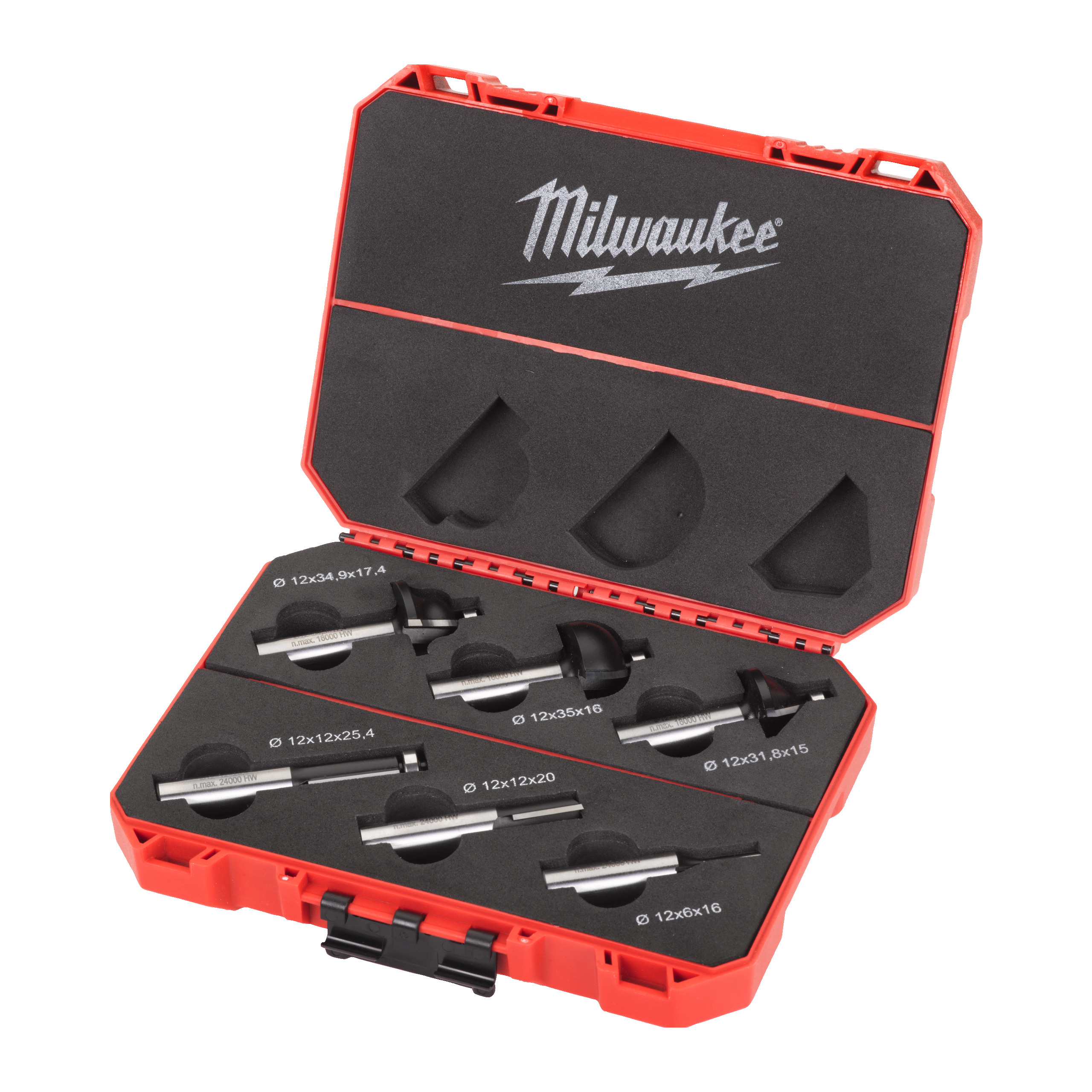 Milwaukee Accesorios 4932493578 Juego de fresas (Fresadora de ranuras de 6/12 mm, Fresadora de bordes de 12 mm, 3 fresas de redondeo)