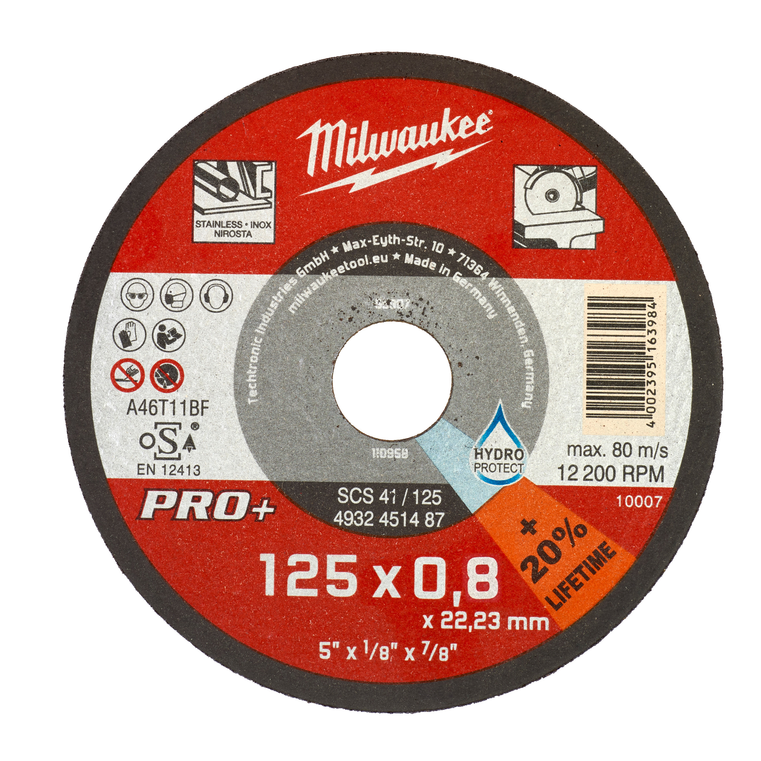 Milwaukee Accesorios 4932498201 Discos de corte fino PRO+ SCS 42 / 125 x 0,8x 22 mm - 1 ud.