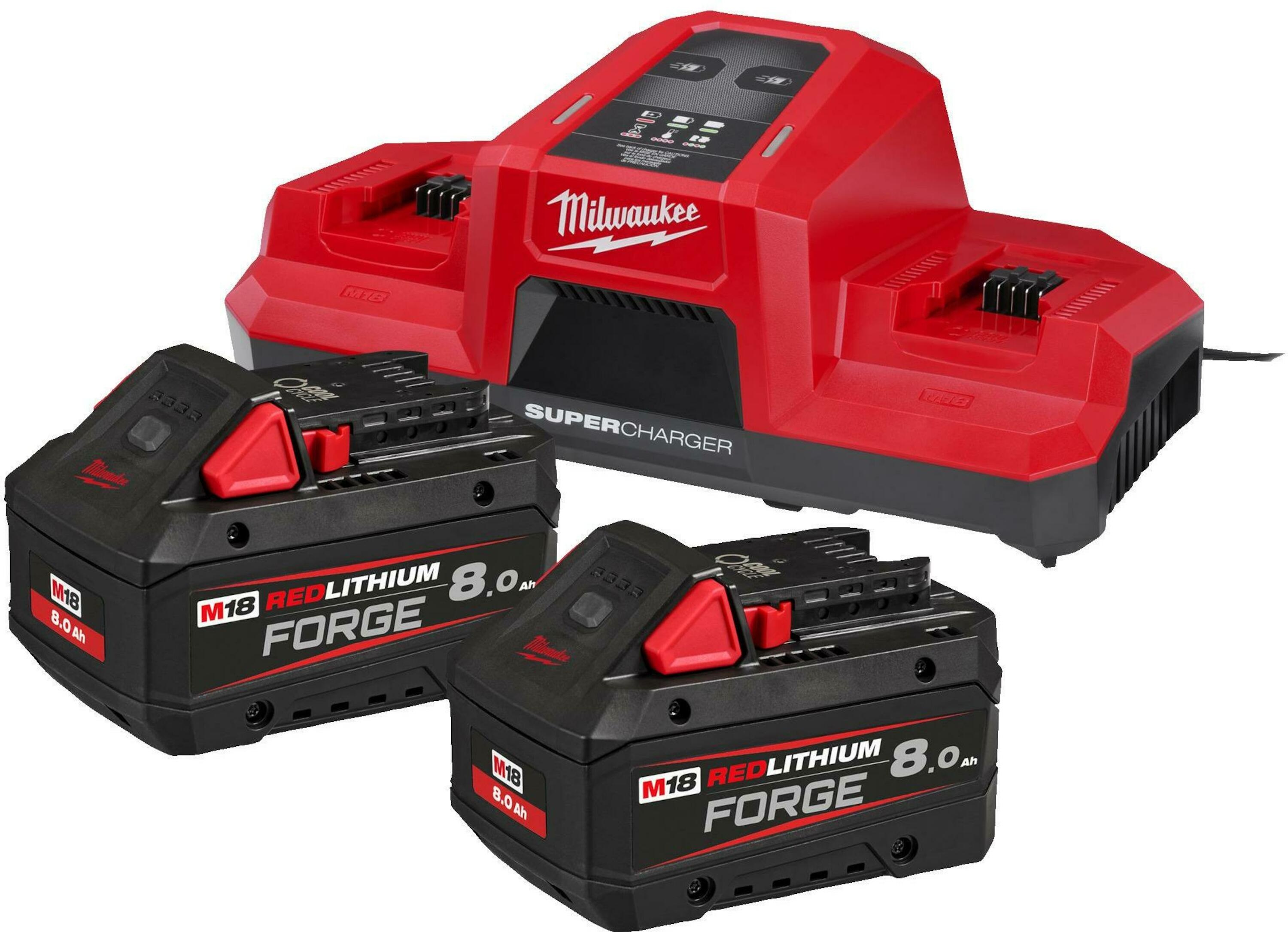 Milwaukee Accesorios 4933498616 Juego de carga de batería M18 FORGENRG-802DBSC (2x batería 8.0Ah + cargador rápido DBSC)