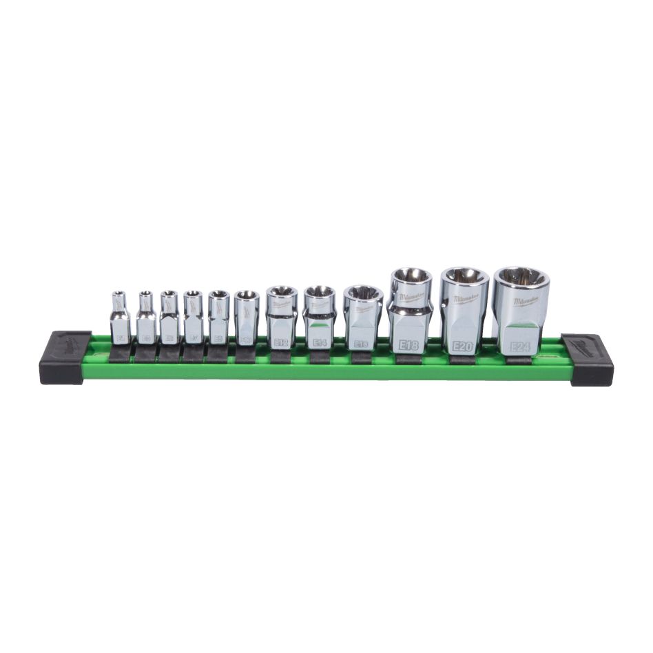 Milwaukee Accesorios 4932498799 Juego de llaves de vaso 1/4", 3/8", 1/2" E-Torx 12 piezas
