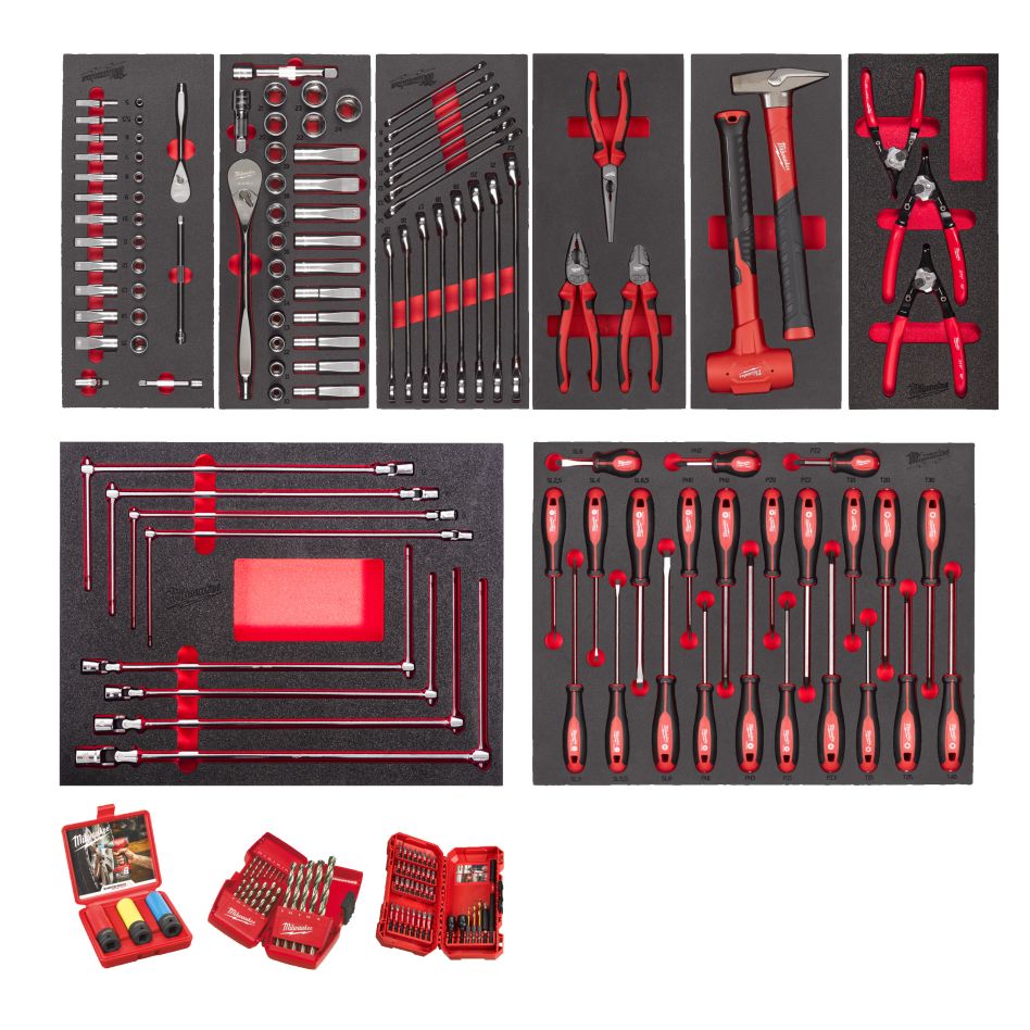 Milwaukee Accesorios 4932499474 Juegos de incrustaciones de espuma Master Automoción/Transporte 172 piezas