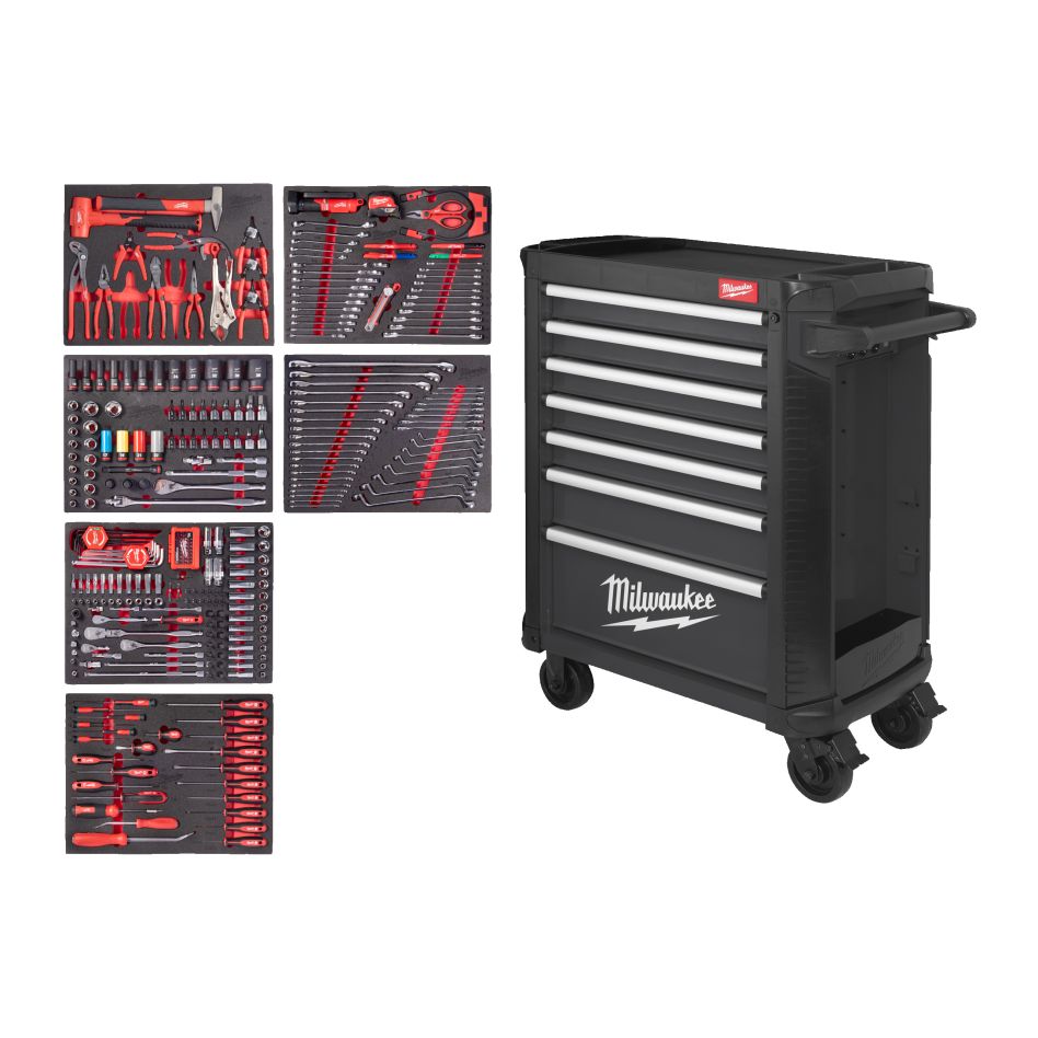 Milwaukee Accesorios 4932500745 TOOLGUARD Relleno 30" / 78 cm Carro de herramientas de acero de 7 capas gris 337 piezas