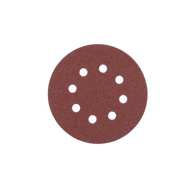 Milwaukee Accesorios 4932492172 Papel de lija con cierre de velcro 125 mm K 40 8 agujeros 10 piezas