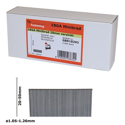 Co-Fastening GBR18302 Clavo Minibrads 18ga galvanizado - 30 mm