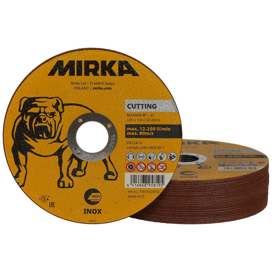 Mirka Accesorios 75810125010 Disco de corte 125x1,0x22,2mm M2A60R-BF Inox