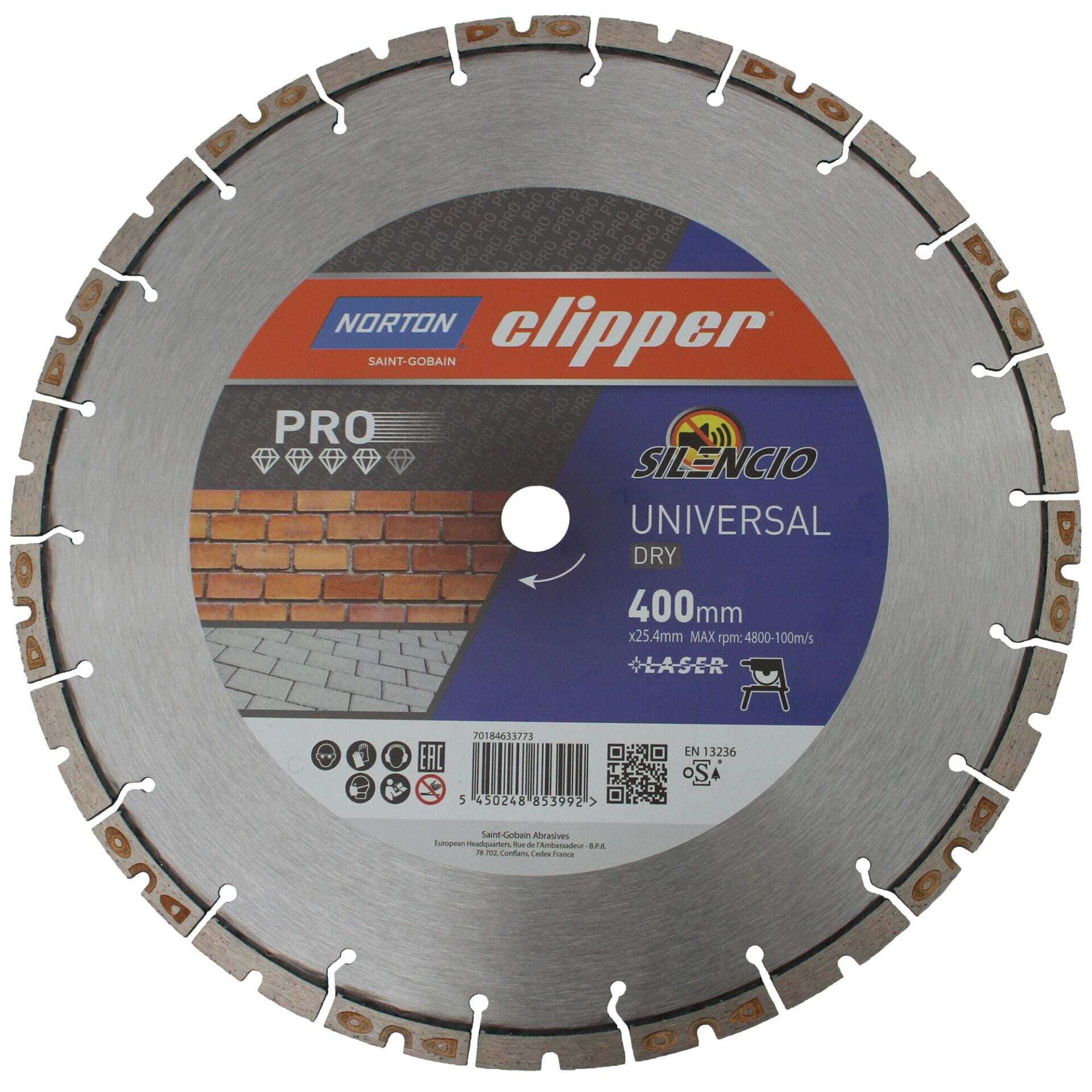 Norton Clipper 70184635032 Pro Universal Silencio Dry Fast Cut &Oslash; 400 x 25,4 x 2,8 mm