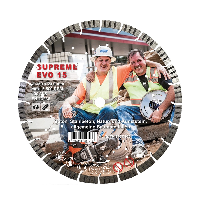 Norton Clipper 70184635007 Supreme EVO15 Hoja de sierra diamantada &Oslash; 400x25.4mm 10pcs