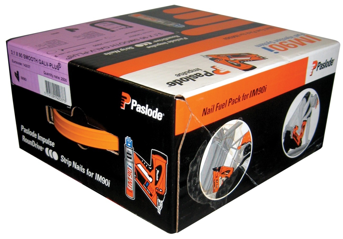 Paslode Fijaciones 142005 Clavo de tira 2,8 x 51 anillo en blanco RounDrive (incl. cartuchos de gas) 3750 piezas