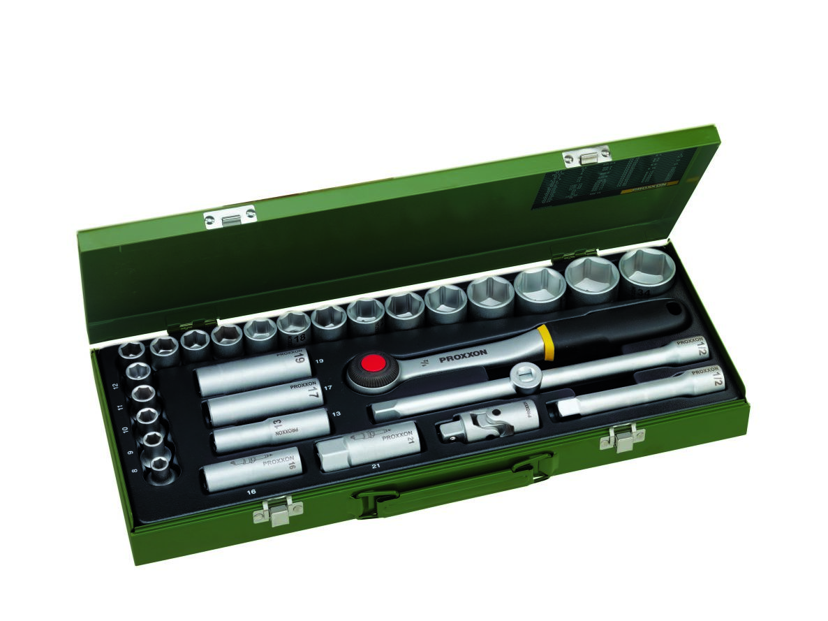 Proxxon 23000 Juego de llaves de vaso 1/2" 29 piezas